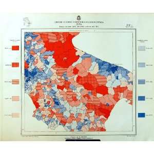  1933 Map Italy Statistics Brindisi Land Ownership