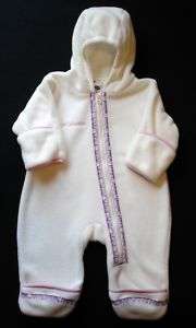 Baby Girl Infant Snowsuit Pram Fleece Columbia 6 Month Cream EUC 