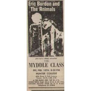  Eric Burdon 1967 Newspaper Concert Ad Animals New York 