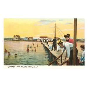  Bathing at Bay Shore, Long Island, New York Premium Poster 