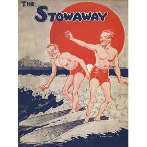  1919 HAWAII SURF SURFING BEACH THE STOWAWAY SMALL VINTAGE 