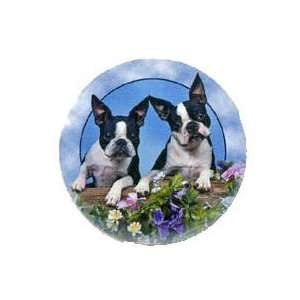 Boston Terrier Dogs in Flowers 4 Stone Coasters  Kitchen 