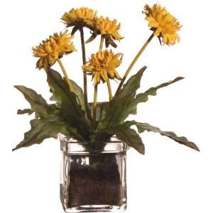  9 Full Dandelion in Square Vase Artificial Floral Home 