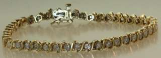 14k yellow gold 2.64ct diamond I3 H tennis bracelet 7.25 vintage 
