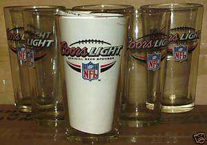 COORS LIGHT NFL LOGO BEER GLASSES SET OF 4 NEW  
