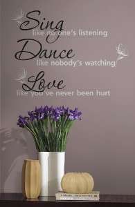 New SING DANCE LOVE WALL DECALS Quotes Stickers Decor  