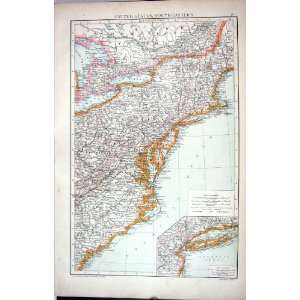  Antique Map C1893 North Eastern America Long Island New 