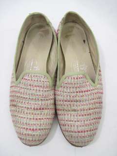 STUBBS & WOOTTON Green Pink Knit Print Slippers Shoes 7  