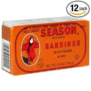 Seasons Sardines In Hot Sauce, 4 3/8 Ounce box (Pack of 12)  