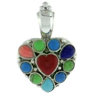  5/8 (16 mm) Sterling Silver Heart pendant w/ Synthetic 