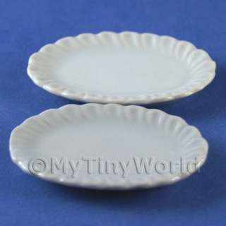 2x50mm White Oval Plates Dolls House Miniatures (3774)  