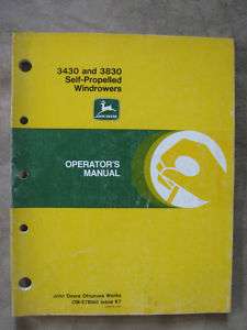 John Deere 3430 3830 Windrower Operators manual JDK7  