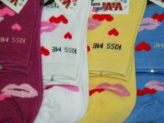 New Women 3 Pair Heart Lips Low Cut Ankle Socks a043  