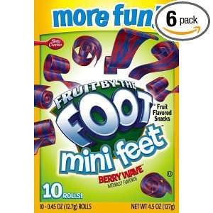 Fruit by the Foot Mini Foot, Berry Wave, 10 Count Rolls (Pack of 6 