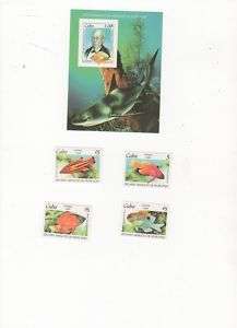 CUBA MINT 1999 FISH Set w/ Souvenir Sheet #4008 4011  
