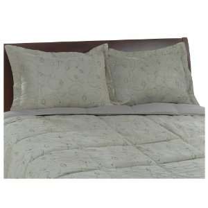 Aeolus Embroidered Microsuede Full/Queen 3 Piece Down Comforter Set 