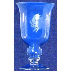   Individually Hand Etched Glass Crab Urn Vase 8.5H
