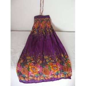 Original Handmade Summer Dress from Thailand  Royal Purple with Floral 