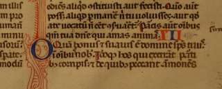   Antique Illuminate Manuscript Latin Bible Leaf Book of Wisdom 8 12