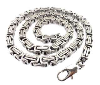 4mm 7mm 8mm Byzantine Chain Mens Stainless Steel Polish Silver Tone 