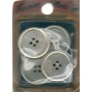 com Four White Vintage Buttons One Inch, FASHION MODE, Made in Japan 