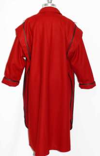 RED WOOL German Winter Swing Dress COAT CAPE/36/12 14 L  