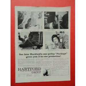 Hartford Fire Insurance, 1957 print ad(house on fire)original magazine 