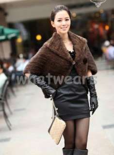 Womens Luxurious Hooded Mink Fur Coat/Jacket/Cape 4 colors Grey P48 