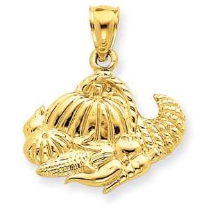  14k 3 D Thanksgiving Cornucopia Basket Pendant Jewelry