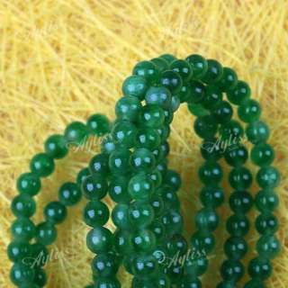 4mm Green Jade Gem Round Jewelry Loose Beads Strand  