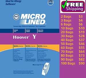 Hoover Y WindTunnel Wind Tunnel Vacuum Bags Same as Hoover Z Micro 