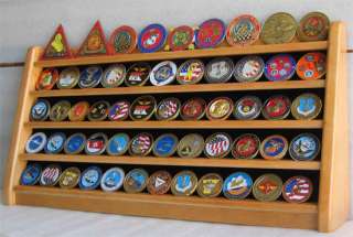 55 Challenge Coin 5 Row Chip Display Case Holder Rack Stand, Solid 