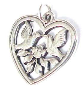JAMES AVERY Sterling Silver TWO DOVES IN HEART Pendant; RETIRED  