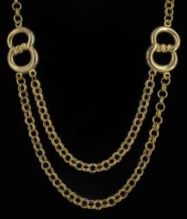 New Gold Tone 2 Strand Chain Link Necklace  