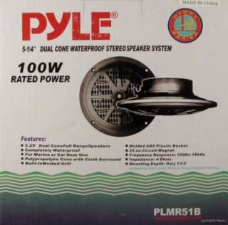 PYLE PLMR51B 100 Watt Marine Boat Speakers 5 1/4 Pair  