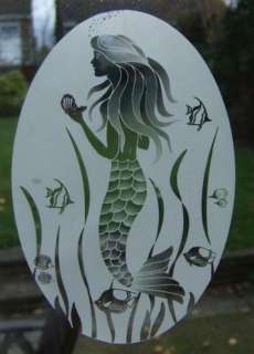 21x33 MERMAID Etched Glass Window Decal Vinyl Cling  