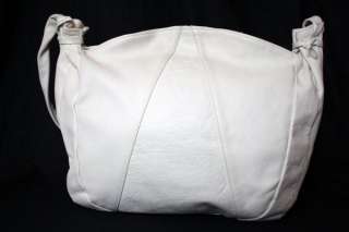 Vtg 80s BIG Slouch White Leather/Snakeskin Purse Bag  