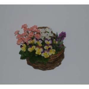   Silk Floral Arrangement in Small Hanging Basket