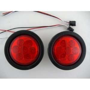 Round Red 7 LED Trailer Truck Brake Stop Turn Tail Light Kits / Red 