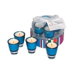  Vitabath Glass Votive Set Spa Skin Therapy Blue (4 Candles 