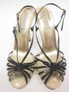 MICHAEL KORS Gold Leather Black Strap Pumps Heels 9.5  