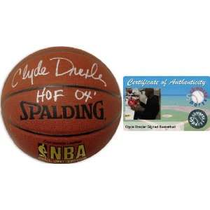  Clyde Drexler Signed Spalding I/O NBA Basketball w/HOF04 