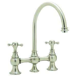   Cast Spout Faucet with Dual Cross Handles in Satin