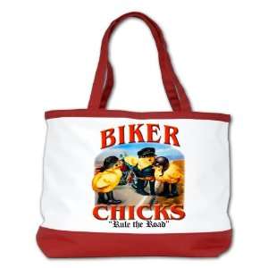  Shoulder Bag Purse (2 Sided) Red Biker Chicks Women Girls 