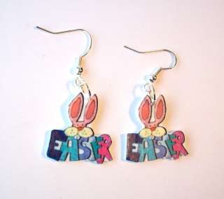 Easter Bunny earrings holiday jewelry,handmade,kitsch  
