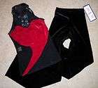 Designs Black Velvet Red Dance Jumpsuit Outfit XL  