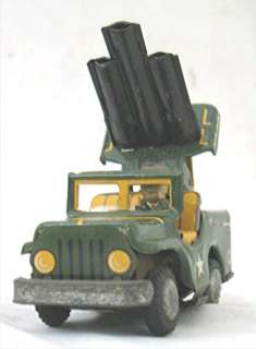   Tin Friction Anti   Aircraft Jeep 679 Mint in the Box, Japan  