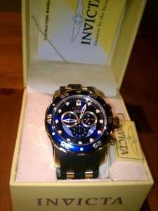 NWT INVICTA #6983 Pro Diver Collection Chronograph Gold Plated Blue 