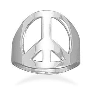  Polished Peace Sign Ring   New Jewelry