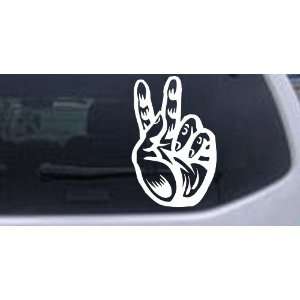 Peace Hand Sign Car Window Wall Laptop Decal Sticker    White 28in X 